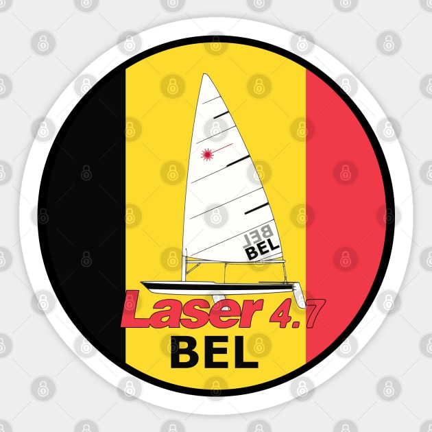 laser class sailboat on flag Belgium Sticker by Regatta Merch